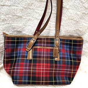 Coach Bags EUC Holiday Tartan Plaid Hampton Wool Tote Bag H3J-8937 Vintage